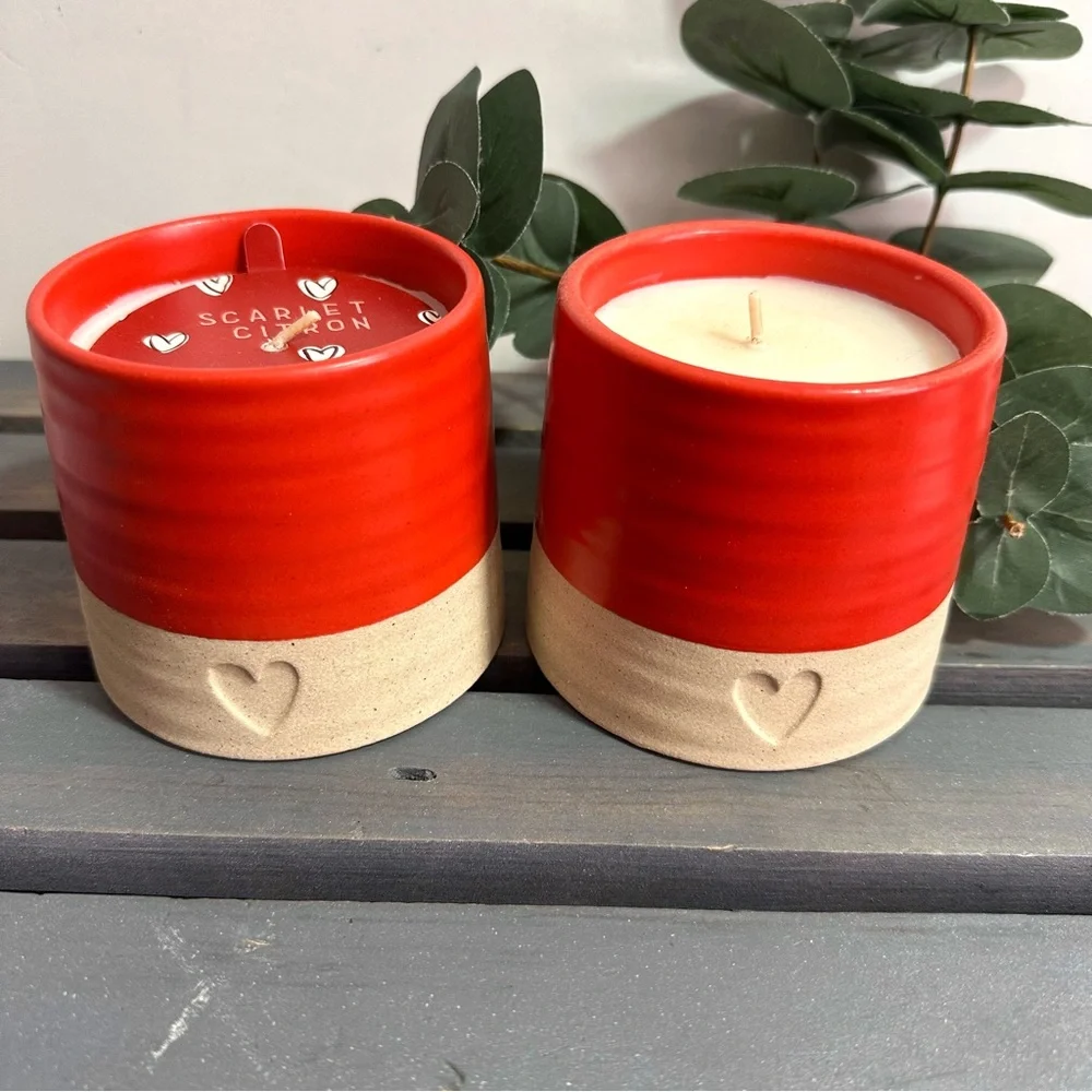 Set of 2 - Opalhouse Scarlet Citron 10.3oz Ceramic Jar Scented Candle - NEW